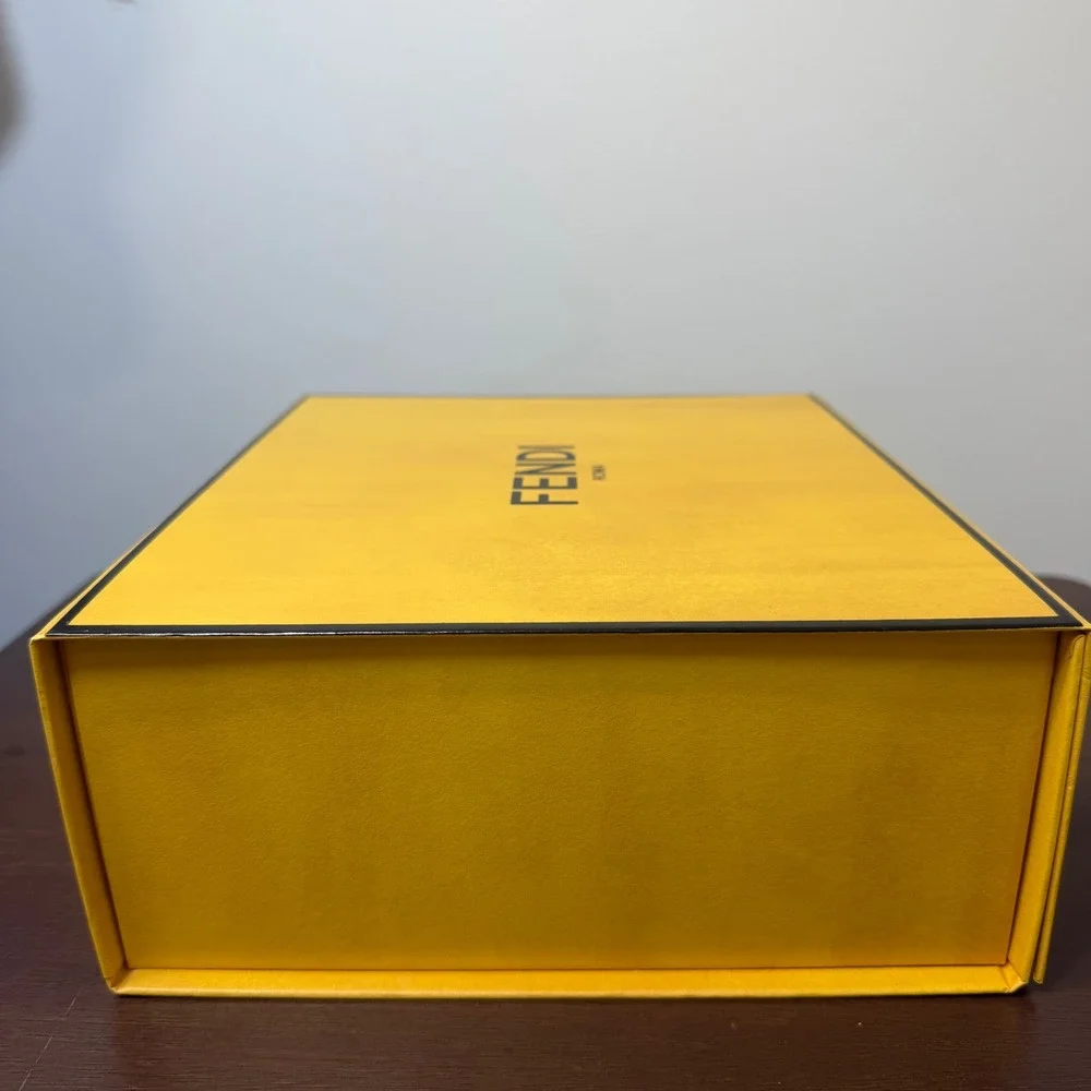 Fendi Roma Empty Yellow Magnetic Gift Box 9.5x8.5x4 Authentic Packaging w Tissue
